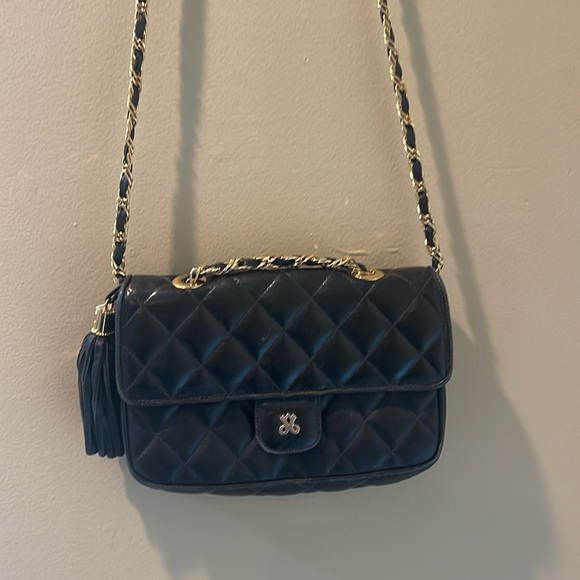 Jay Herbert Vintage Black Quilted with Gold and Leather Chain bag - Picture 4 of 9